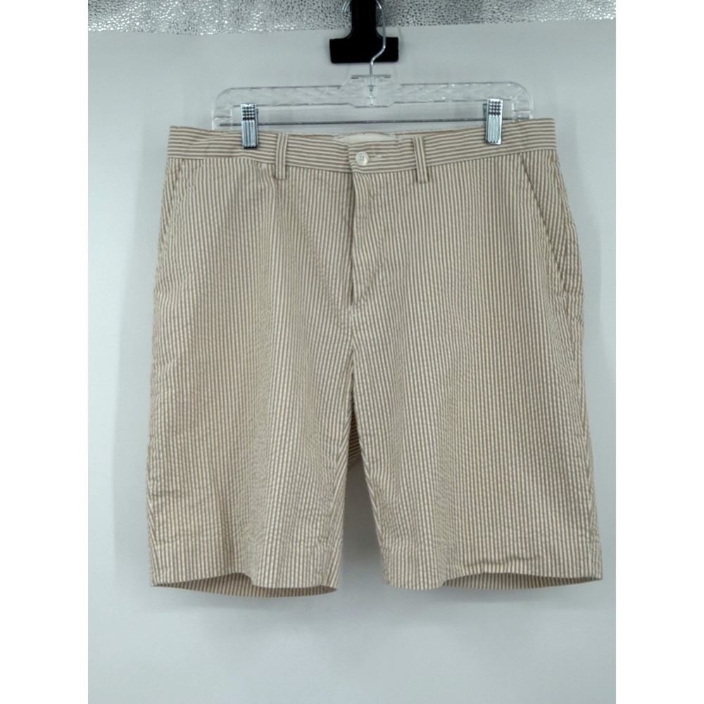 Polo Ralph Lauren Seersucker Shorts Mens 34 Classic Fit Striped Tan 100% Cotton